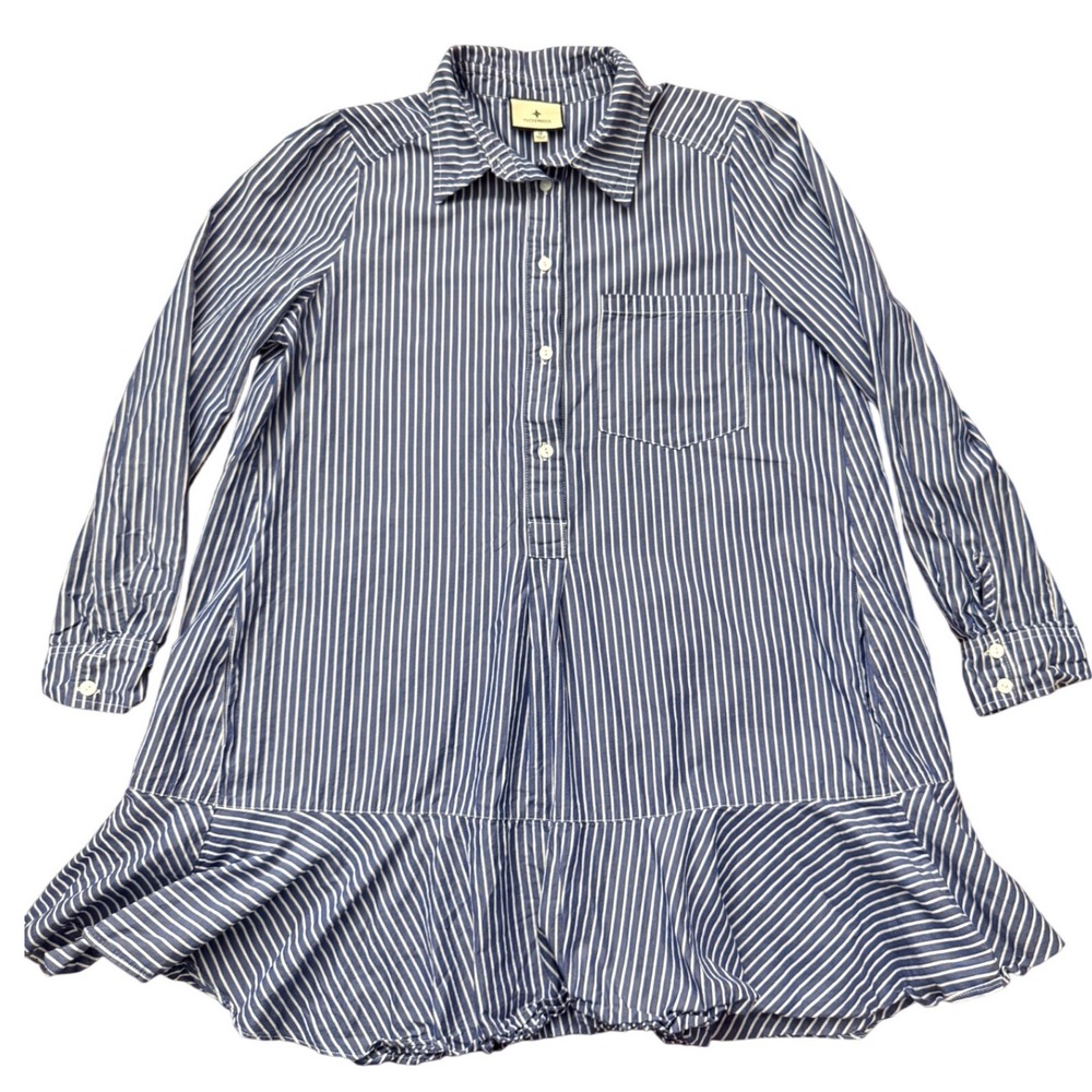 Tuckernuck Blue White Striped Ruffle Hem Tunic Top Y24388T Womens M SKU3